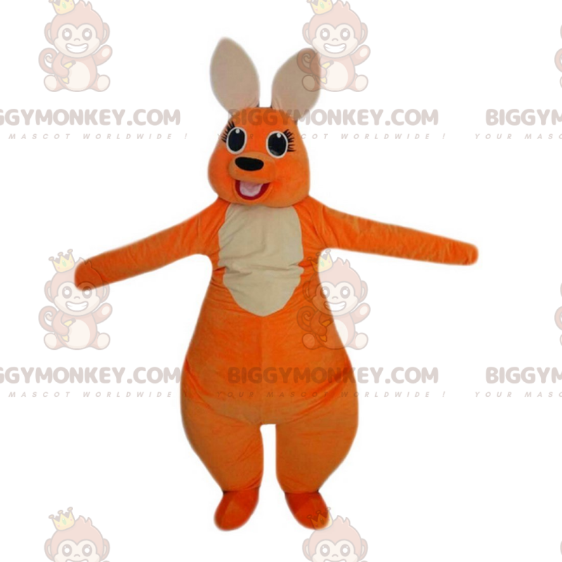 BIGGYMONKEY™ Mascot Costume Orange and White Kangaroo with Big