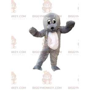 BIGGYMONKEY™ maskotdräkt sjölejon, jättegrått sjölejon