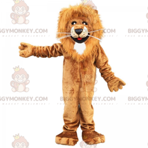 Καφέ και λευκό λιοντάρι στολή μασκότ BIGGYMONKEY™, τριχωτό