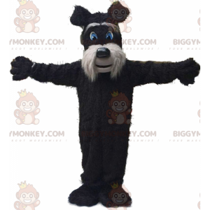 BIGGYMONKEY™ mascot costume black and gray terrier, hairy dog