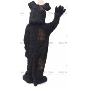 BIGGYMONKEY™ maskottiasu musta ja harmaa terrieri, karvainen