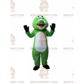 Green, white and yellow crocodile BIGGYMONKEY™ mascot costume