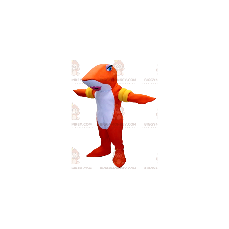 Costume de mascotte BIGGYMONKEY™ de poisson de requin orange et Costume de mascotte BIGGYMONKEY™ de poisson de requin orange et