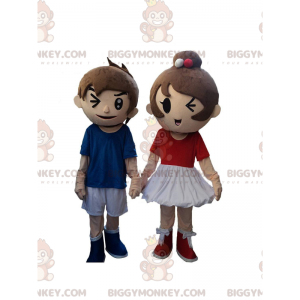 2 BIGGYMONKEY™s mascot, a boy and a girl, couple of children –