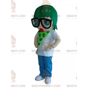 BIGGYMONKEY™ mascot costume of woman with green hair, colorful