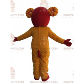 BIGGYMONKEY™ Mascot Costume White, Yellow & Red Sheep Asian