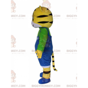 Tiger cub BIGGYMONKEY™ mascot costume with overalls, tiger