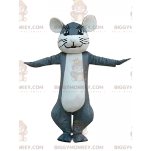 Kostým maskota šedé a bílé myši BIGGYMONKEY™, kostým hlodavce –