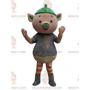 Very fun pink pig BIGGYMONKEY™ mascot costume, little piggy