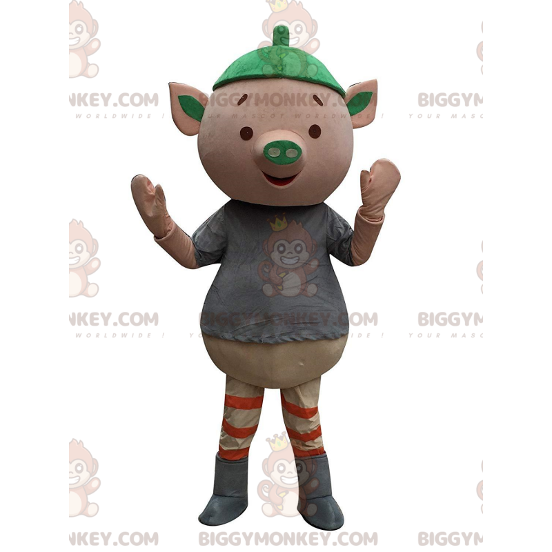 Disfraz de mascota BIGGYMONKEY™ de cerdito rosa muy divertido Disfraz de mascota BIGGYMONKEY™ de cerdito rosa muy divertido