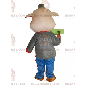 Mycket original rosa gris BIGGYMONKEY™ maskotdräkt med en