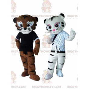 2 BIGGYMONKEY™s maskot av tigere i kung fu-antrekk, karatekostymer - Tiger maskoter - BIGGYMONKEY_011174 - BiggyMonkey.com