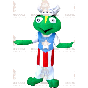 Frog BIGGYMONKEY™ Mascot Costume Dressed Up With Hat And Apron