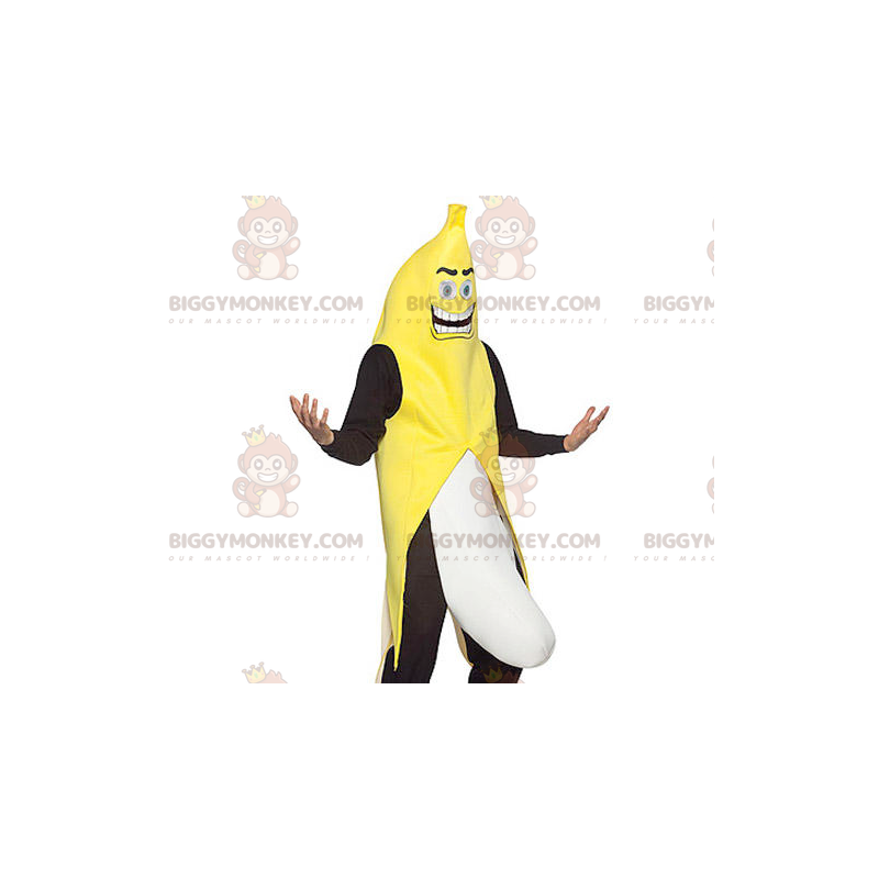 Gigantisch banaan geel zwart-wit BIGGYMONKEY™ mascottekostuum -