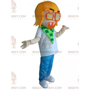 BIGGYMONKEY™ maskotkostyme gutt, ung mann med oransje briller