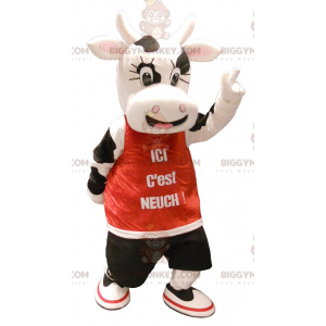 Niedliches schwarz-weißes Kuh-BIGGYMONKEY™-Maskottchen-Kostüm -