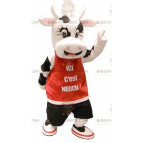 Sød sort og hvid ko BIGGYMONKEY™ maskot kostume -