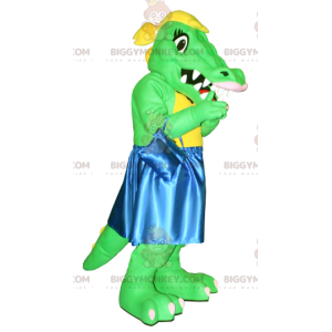 Green and Yellow Crocodile BIGGYMONKEY™ Mascot Costume with