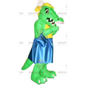 Green and Yellow Crocodile BIGGYMONKEY™ Mascot Costume with