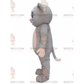 BIGGYMONKEY™ mascot costume gray and white cat with blue eyes