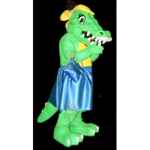 Green and Yellow Crocodile BIGGYMONKEY™ Mascot Costume with