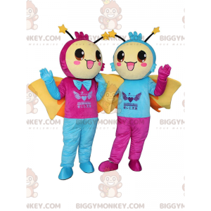 2 BIGGYMONKEY™s maskot av smilende sommerfugler, varme kostymer - Butterfly maskoter - BIGGYMONKEY_011187 - BiggyMonkey.com