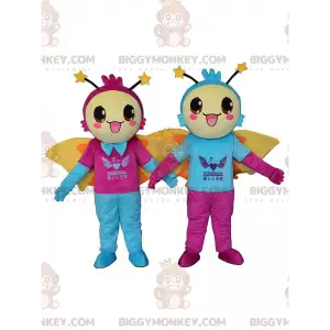 2 Maskot BIGGYMONKEY™ s usměvavými motýly, teplé kostýmy –