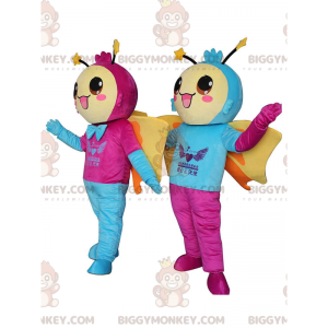 2 BIGGYMONKEY™s maskot av smilende sommerfugler, varme kostymer - Butterfly maskoter - BIGGYMONKEY_011187 - BiggyMonkey.com