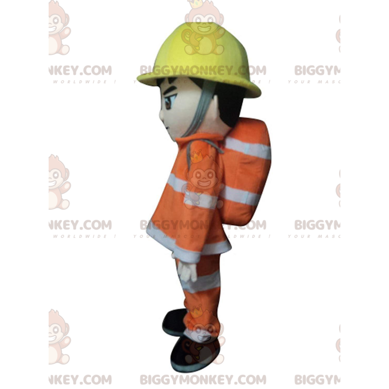 BIGGYMONKEY™ mascot costume of fireman in uniform, fire man