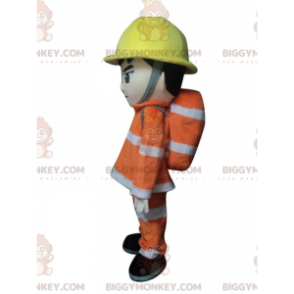 BIGGYMONKEY™ mascot costume of fireman in uniform, fire man