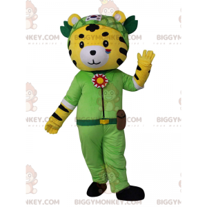 BIGGYMONKEY™ maskotkostume gul, hvid og sort tiger i