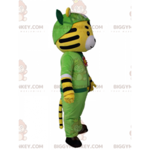 Kostým maskota BIGGYMONKEY™ Žlutý, Bílý a Černý tygr v outfitu Adventurer - Tygří maskoti - BIGGYMONKEY_011193 - BiggyMonkey.com