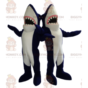 2 BIGGYMONKEY™s gigantiske blå- og hvithaier - Fiskemaskotter - BIGGYMONKEY_01289 - BiggyMonkey.com
