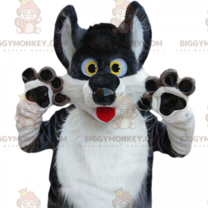 BIGGYMONKEY™ mascot costume of gray and white husky, bewitching