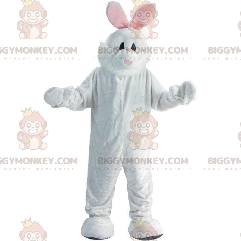 BIGGYMONKEY™ White and Pink Rabbit Mascot Costume, Plush Bunny