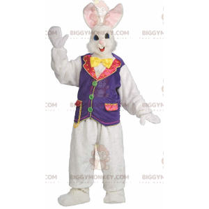 Bunny BIGGYMONKEY™ mascot costume with colorful vest, big bunny
