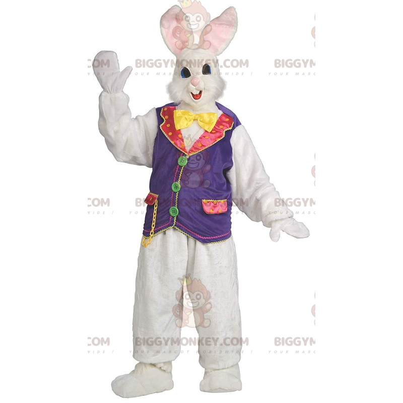 Traje de mascote Bunny BIGGYMONKEY™ com colete colorido