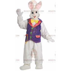 Costume de mascotte BIGGYMONKEY™ de lapin avec un gilet coloré, costume de grand lapin - Mascotte de lapins - BiggyMonkey.com