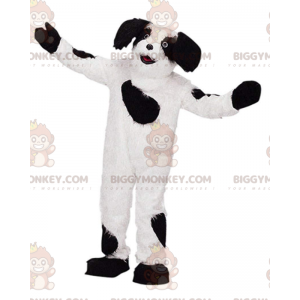 Costume da mascotte BIGGYMONKEY™ cane bianco e nero, costume da