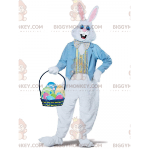 Costume da mascotte BIGGYMONKEY™ da coniglio bianco con gilet