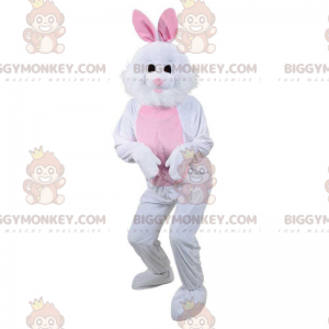 BIGGYMONKEY™ hvid og lyserød kanin maskot kostume, plys kanin