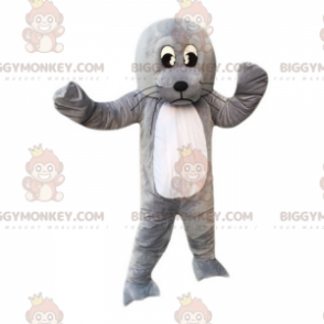 BIGGYMONKEY™ Maskottchenkostüm Seelöwe, riesiger grauer
