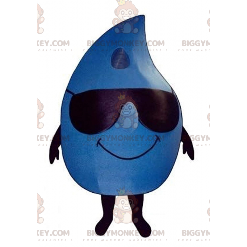 Giant Blue Drop BIGGYMONKEY™ mascottekostuum met zonnebril -