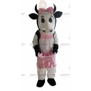 Costume de mascotte BIGGYMONKEY™ de vache blanche et noire avec