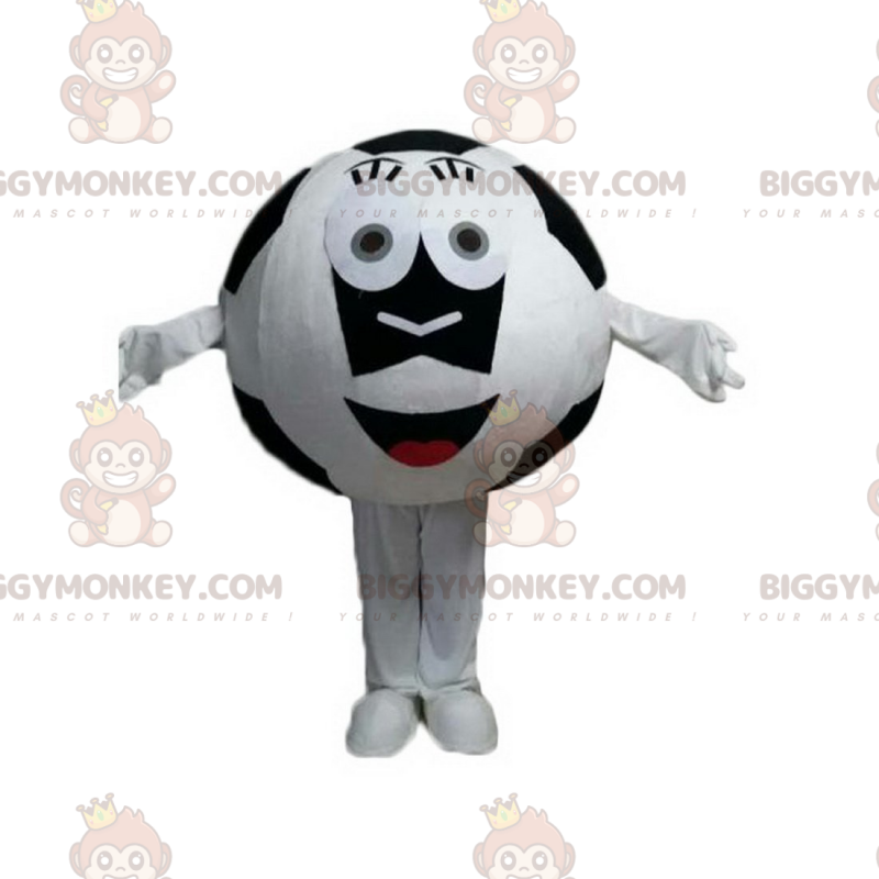 White and Black Soccer Ball BIGGYMONKEY™ Mascot Costume, Soccer