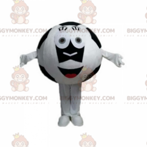 Fantasia de mascote BIGGYMONKEY™ de bola de futebol branca e