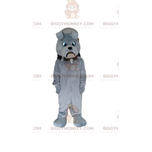 BIGGYMONKEY™ Mascot Costume of Sulky Gray Bulldog, Gray Dog