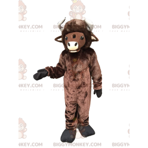 Giant brown bison BIGGYMONKEY™ mascot costume, buffalo costume