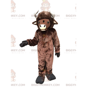 Kæmpe brun bison BIGGYMONKEY™ maskot kostume, bøffel kostume -