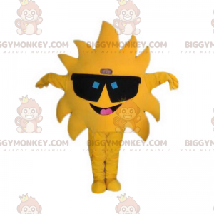 Costume de mascotte BIGGYMONKEY™ de soleil jaune géant avec des